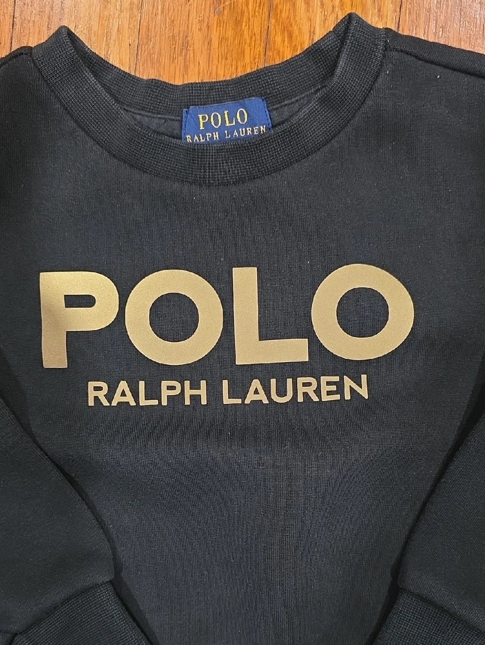 NWOT Polo by Ralph Lauren Black Sweatshirt with Gold Logo Size 3/3T - Picture 2 of 7